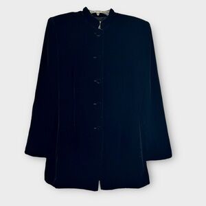 🖤 Black Silk-Blend Velvet Nehru Collar Jacket | Lord & Taylor | Quiet Luxe